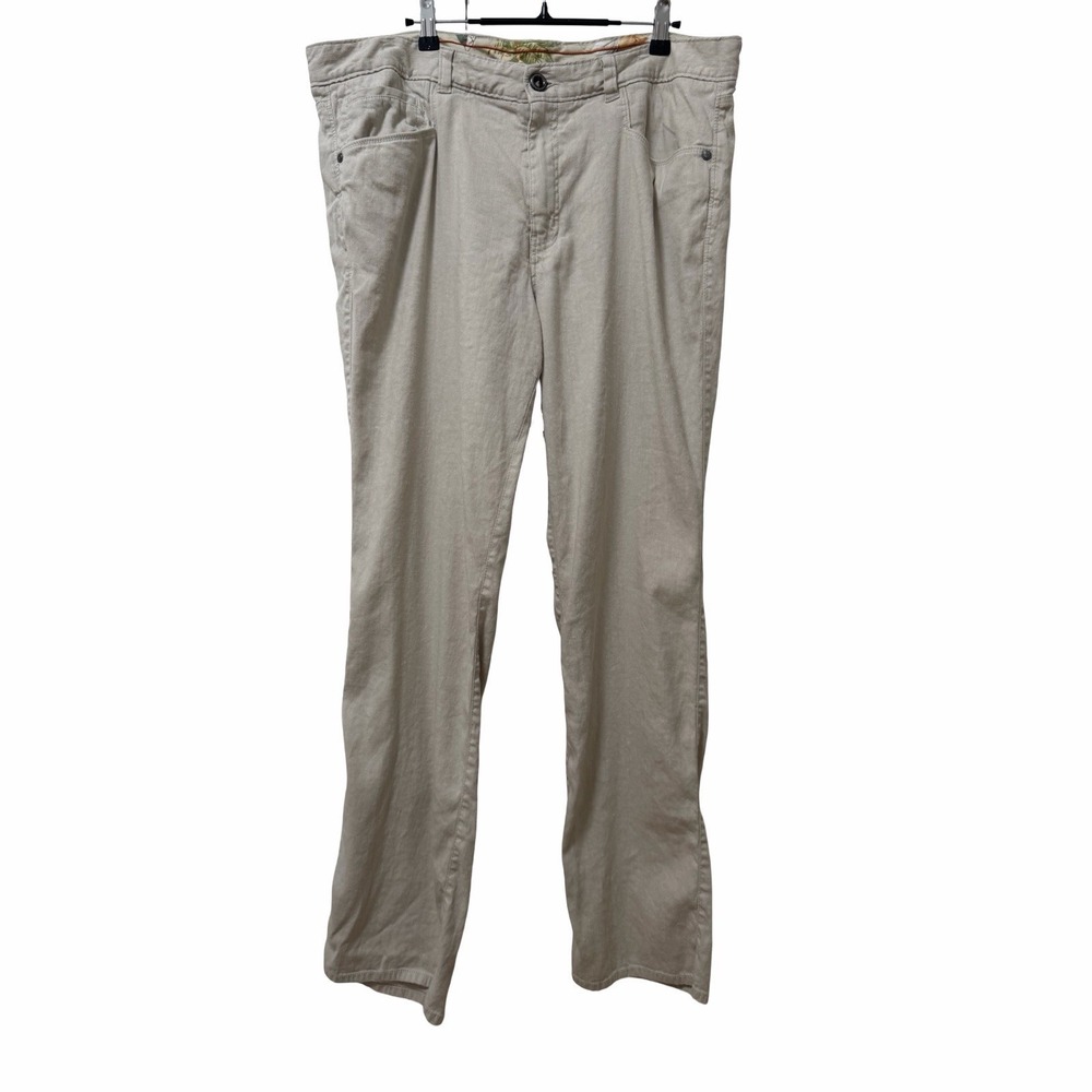 Tommy Bahama Mens Silk Blend Straight Leg Casual Pants 38x32 Off White Coastal‎